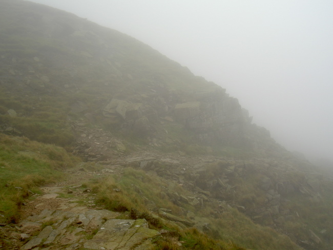The edge of Fountains Fell in mist